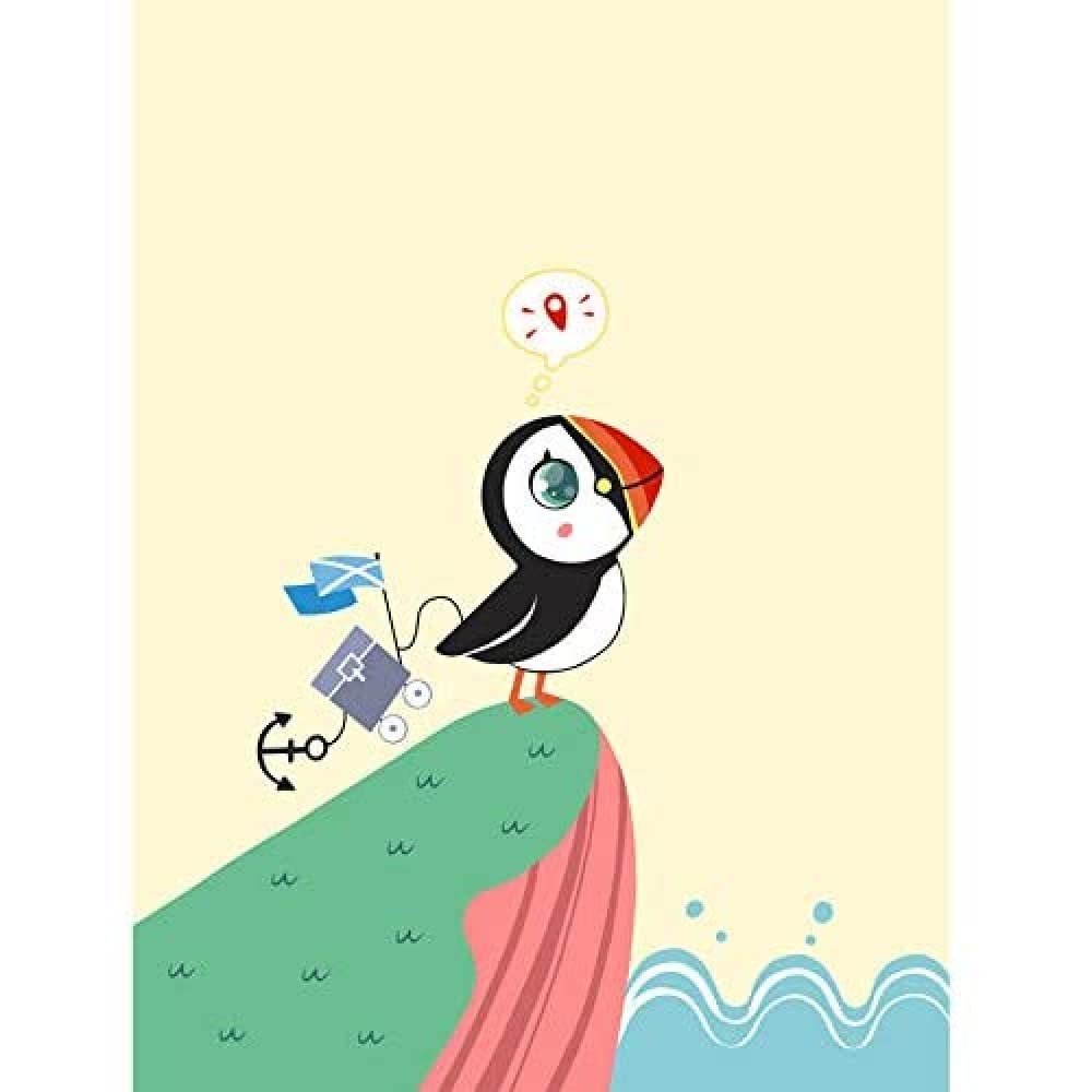 Wee Blue Coo Puffins Travel Voyage Unframed Art Print Poster Wall Decor 12x16 inch