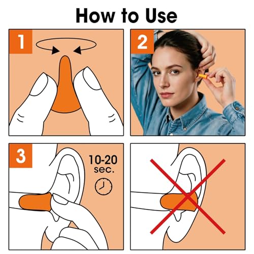 Image of AZEN 200 Pairs Ear Plugs, NRR 32dB Soft Foam Ear Plugs for Sleeping Noise Cancelling, Earplugs for Concerts Shooting Swimming Noise Reduction,Individually Wrapped (Orange)