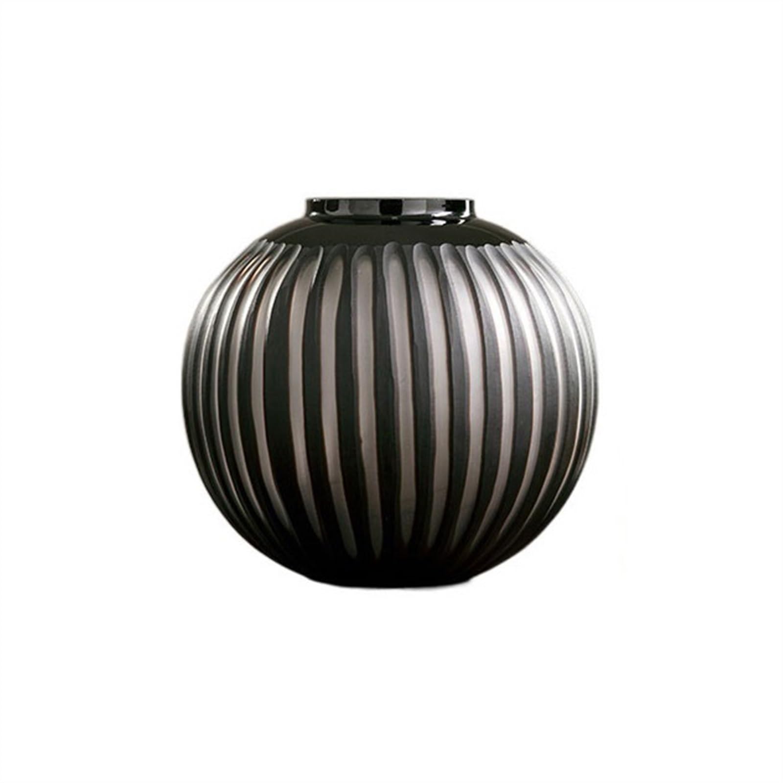 Vase en verre dépoli noir TUSUOD, grand vase à rayures verticales, déco de table intérieur