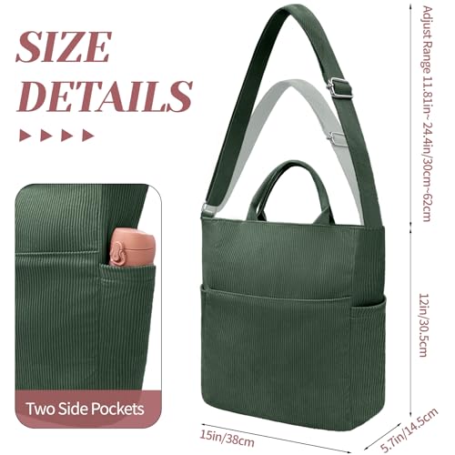 Bolso Tote de Pana para Mujer Grande Crossbody miniatura 3