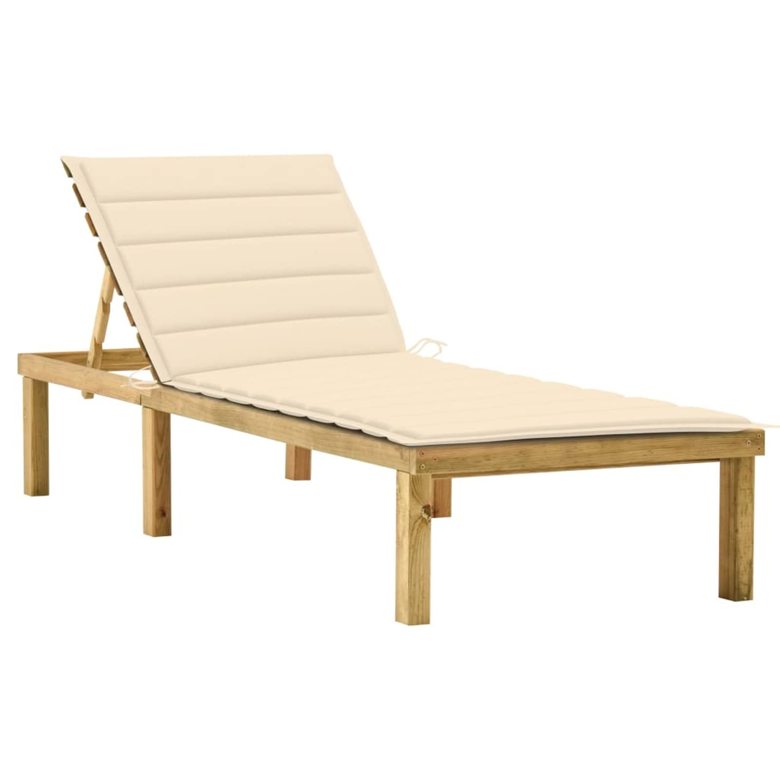 Chaise longue avec coussin crème Homgoday en pin pour jardin et balcon