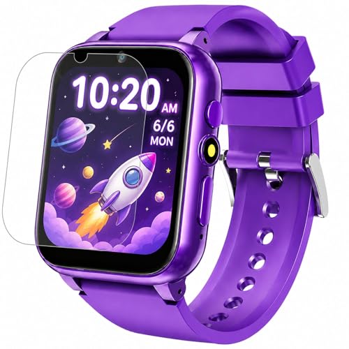 Image of Smart Watch for Kids, Girls Boys Smartwatch with 26 Games Camera Video Recorder and Player, Pedometer Calendar Flashlight, Audio Book etc., Gifts for 4-12 Years Children (Purple) | 26 Games, HD Touch Screen, Video Camera, Music Player, Alarm