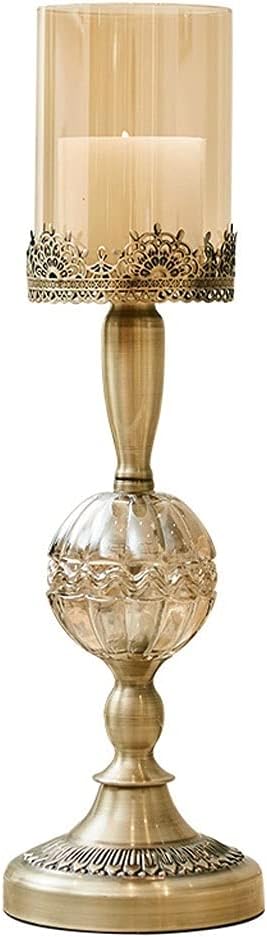 candle-holder Metal Glass Candlestick Romantic Candlelight Dinner Props Simple Modern Home Light Luxury Dining Table Candle Holder Retro Decorations candlestick(Small)