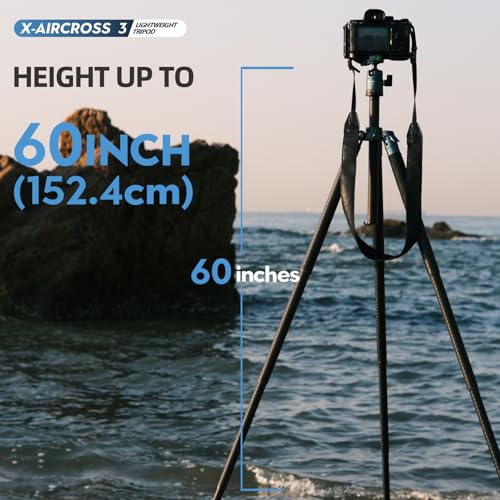 Fotopro 152CMカーボンファイバー三脚360度ボールヘッドクイックリリースプレート付き軽量カメラ三脚トラベル三脚折りたたみ高さのみ36CM最大負荷10KGまでX-Aircross 3Cブルー