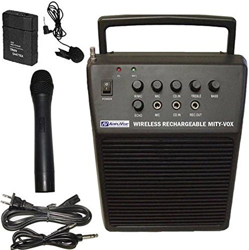 Amplivox Sw212 Mity-Vox Wireless Ac/Dc Rechargeable Portable Public Address Pa System With Wireless Handheld And Lapel Microphones, Protective Case, For Up To 150 People, 8 Pounds #TOP6