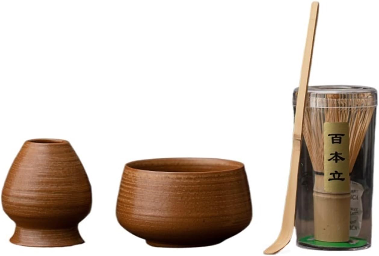 4pcs Ru kilns Song Dynasty Matcha Set Beater Matcha Bowl Holder for Tea Lovers Tea-Making Tools Handmade Ceremony Set(011)