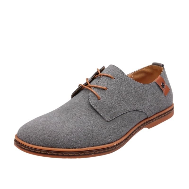 Comfortable Dress Shoes for Mens Dress Oxford Formal Shoes for Men Lace Up Round Toe Suede Genuine Leather Shoes Non Slip Low Top Anti-Slip Slip Resistant Block Heel Wedding