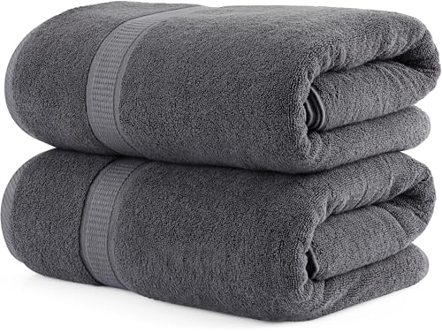 Utopia Towels - Juego de 2 (80 x 200 cm), Toallas XXL para Sauna, Toallas de Baño, Sábanas de Baño, Toallas Extra Grandes con Gancho Altamente Absorbentes, 100% Algodón (Gris)