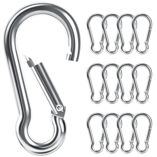 Caianwin 12 Stück Karabinerhaken,M4*40mm Karabiner Tragfähigkeit bis zu 54kg karabinerhaken klein aus verzinktem Stahl für Rucksack,Hundeleine,Camping,Reisen,Wandern