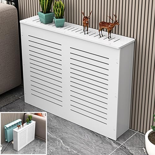Cubierta de radiador moderna blanca de madera MDF con estante de rejilla para pasillo