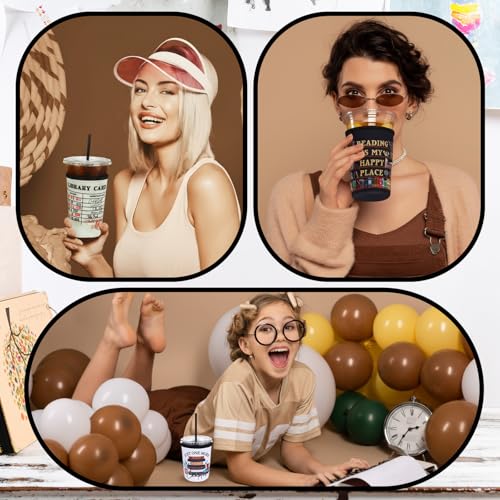 Image of LemonRoad 3 Pack Christmas Book Lovers Party Favors Reusable Book Lovers Beer Can Cooler Sleeves for Coffee Cup Neoprene Coffee Sleeve Insulated Neoprene Cup Holder for Cold Beverages Iced Hot Drinks