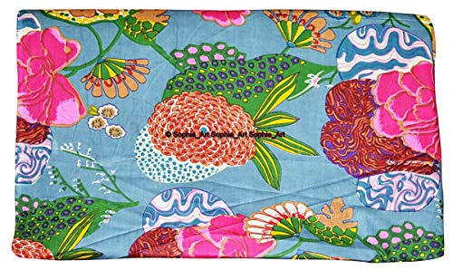 Image of Indian Hand-Block Printed Jaipuri Flower Print Floral Ethnic Sanganer Kurti Print Cotton Fabric (Grey Tropical, 5 Yard)