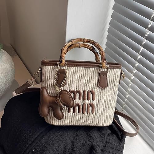 Bolso tote pequeño para mujer, bolso de paja mini para viaje, playa y verano miniatura 2