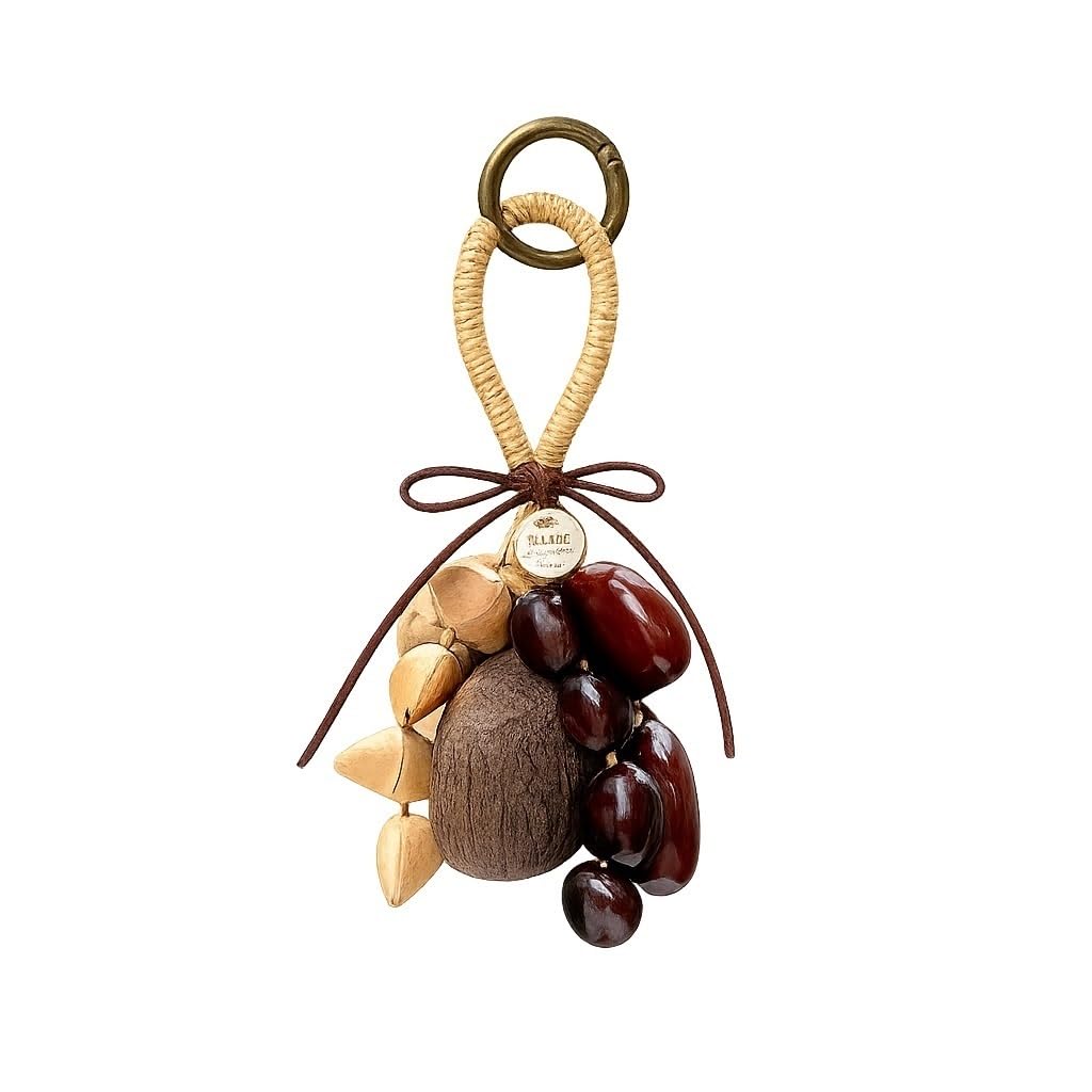Wyvix Bag Charm & Wind Chime, Available as DIY Kit or Pre-Assembled Nut Shell Rattle, Seed Pod Handbell for Backpack & Car Decor(Summer)