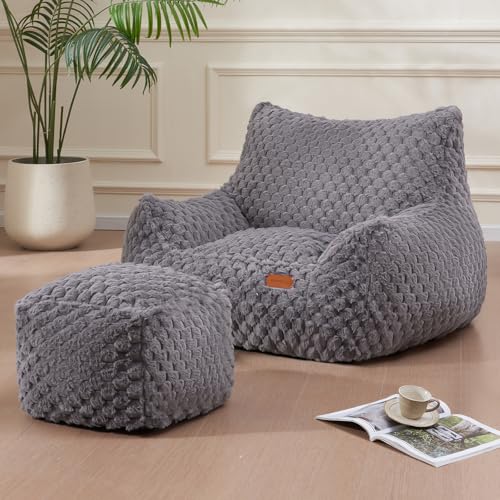 Gaming Chair Comfy Bean Bag Couch Sofa Chair for Bedroom, Modern Faux Fur Reading Bean Bag Chairs...