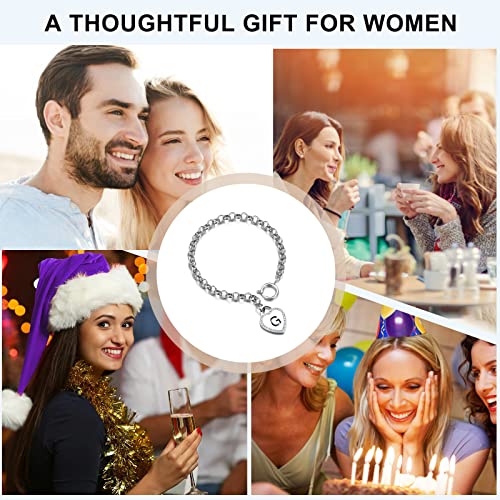 Image of CaleesLLC Letter A to Z Initial Charm Bracelet Adjustable Stainless Steel Anklet Personalized Wrist Link for Women