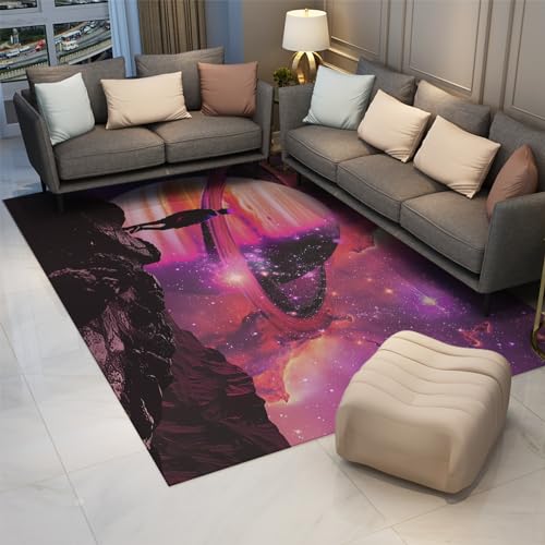 Tapis cyberpunk violet apocalyptique lavable 100x150cm pour salon - 4