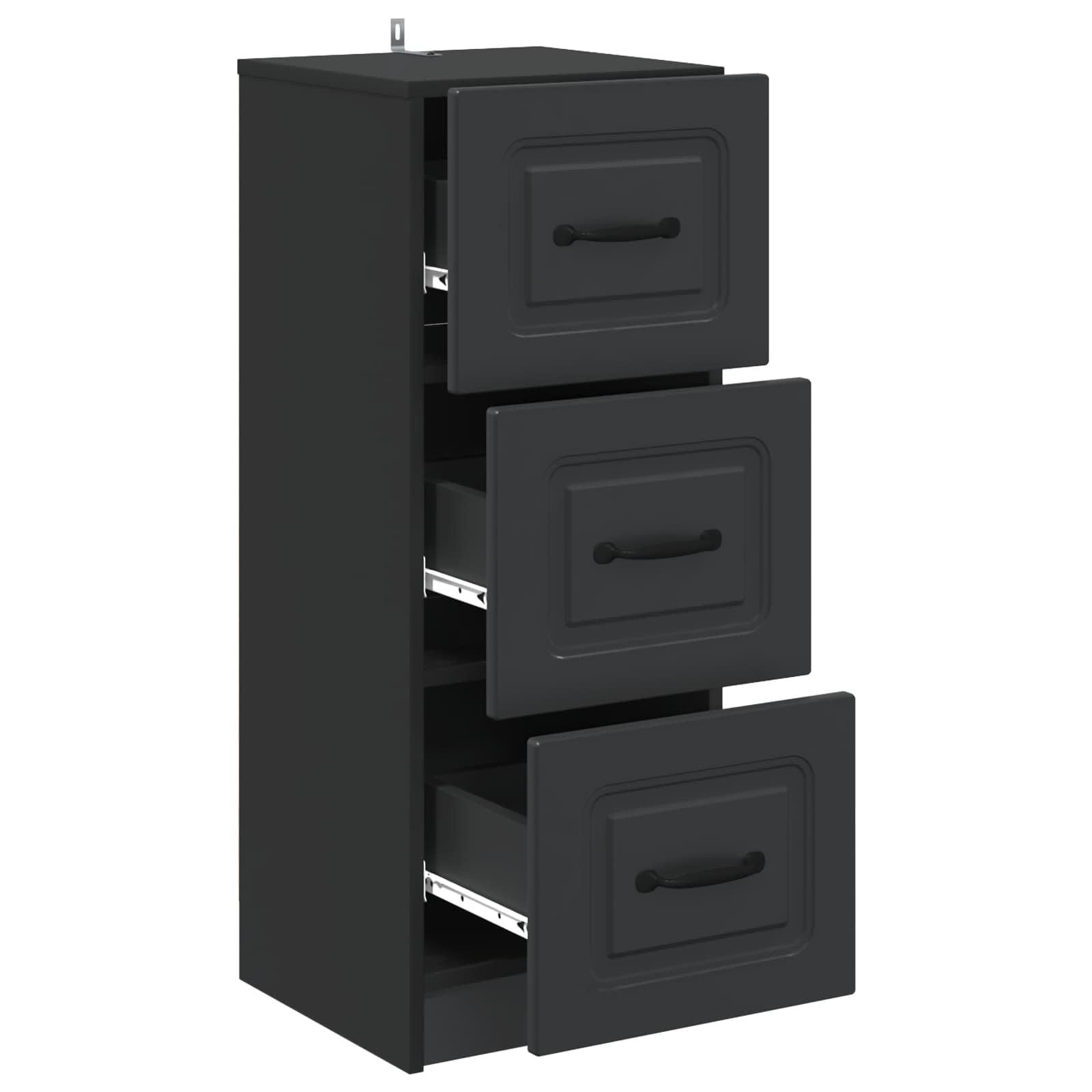 Schrank mit Schubladen, schwarz, 33 x 34,5 x 87 cm, aus technischem Holz | 3 Schubladen, ergonomische Griffe, rechteckiges Design, einfache Wartung, vielseitige Verwendung