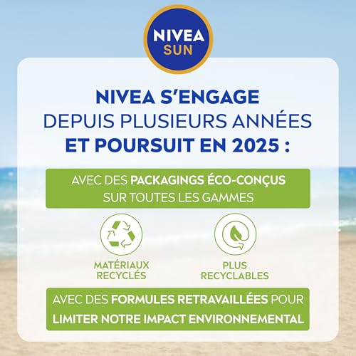 NIVEA SUN Spray solaire Sensitive Protection Immédiate Peaux Sensibles FPS 50+ (1 x 270 ml), Protection anti UV non grasse et sans parfum, Crème solaire résistante à l’eau