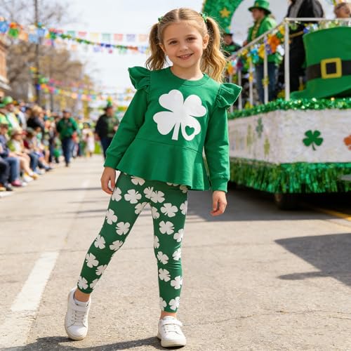 Image of Little Girls Outfits 2 Piece Toddler Long Sleeve Sweatshirt Leggings Pants Fall Winter Clothing Set 2-10 Years