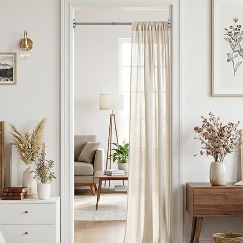 Image of Shower Curtain Rod 32-48Inch Silver Shower Rod Tension Rod Adjustable