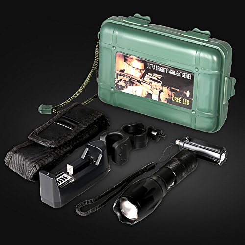 Linterna LED Recargable Impermeable de Alta Potencia, MiuVei Linternas Antorcha LED con 5 Modos Zoomable de Lluminación Ajustables Batería Recargable para Ciclismo, Camping, Montañismo