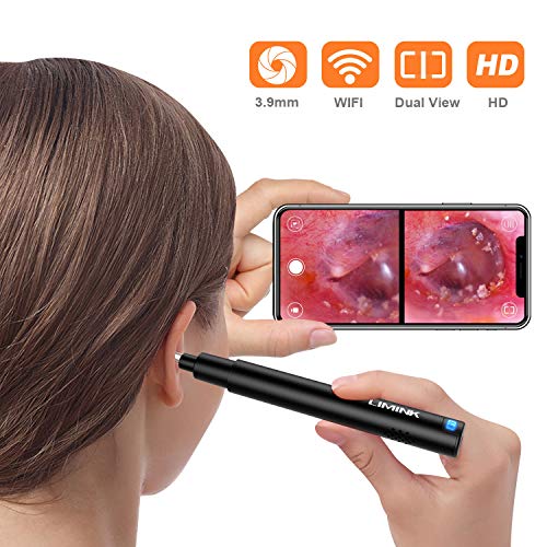 Wireless Otoscope with Dual View, LIMINK 3.9mm HD Ear Camera, WiFi Ear Scope