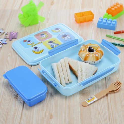 Image of Nayasa On The Go DLX Big Lunch Box | Leakproof, Durable & Spacious | Perfect for School Kids, Office, & Travel | Keeps Food Fresh | Stylish & Convenient Design | Blue