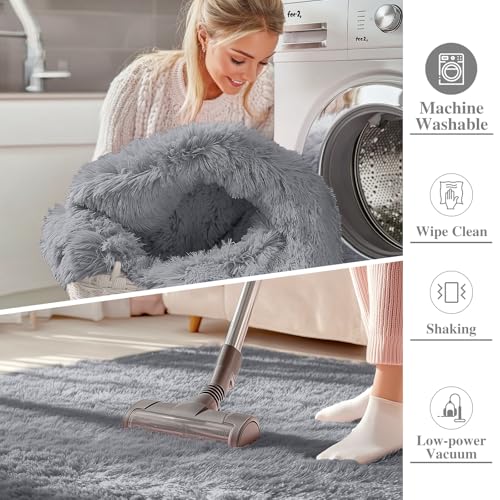 OLANLY 2x8 Machine Washable Runner Rugs for Hallway, Soft Fluffy Shaggy Bedside Rugs for Bedroom, Living Room, Indoor Floor Carpet for Kids Girls Boys, Nursery Rooms, Home Decor Aesthetic, Light Grey