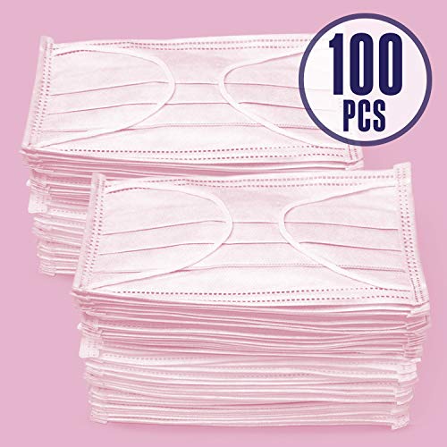 Harley Street Care Disposable Pink Face Masks Protective 3 Ply Breathable Triple Layer Mouth Cover with Elastic Earloops (Pack of 100) - Image 4