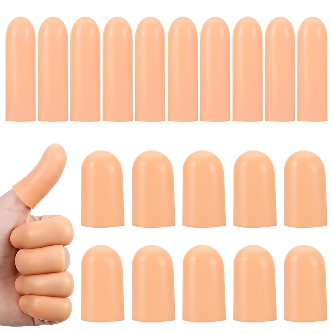 GXGM 20 Pièces protège doigt en silicone, Protection du pouce, Protection du bout des doigts Imperméables, des doigts en cas de blessure des mains, Convient au pouce(Couleur chair)