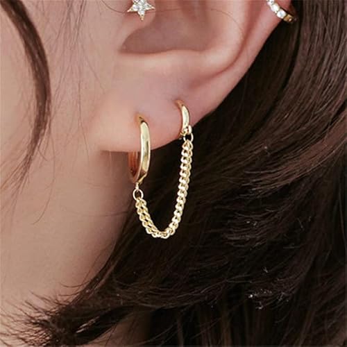 Earrings 1Pc Gold Color Moon Star Clip Earrings For Women Simple Fake Cartilage Long Tassel Ear Cuff Jewelry By Sgdfdju (Metal Color : Blue Zinc Plated) #TOP11
