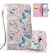 Produktbild EMAXELERS Samsung A3 2017 Hülle 3D Flip Schale Brieftasche Standfunktion und Karte Halter Etui Kartenfächer Wallet Tasche Etui für Samsung A3 2017,3D Three Cartoon Unicorn Clouds Pink Case