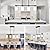29.9'' Milk Glass Kitchen Island Light Fixtures, 4-Light Modern Dining Room Light Fixture, Black and White Pendant Lights, Linear Chandelier over Dining Table Lighting with Adjustable Rods, UL Listed