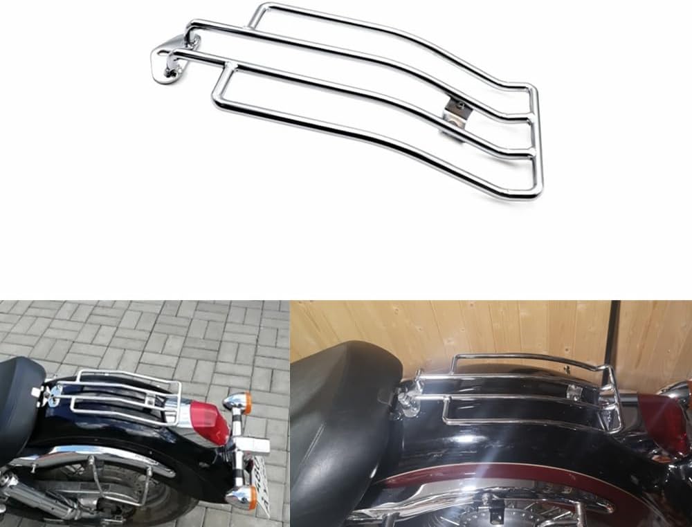 Motorcycle Rear Solo Seat Luggage Rack Carrier for Honda Shadow Ace VT750C 1997-2003 2005-2009 (Chrome)