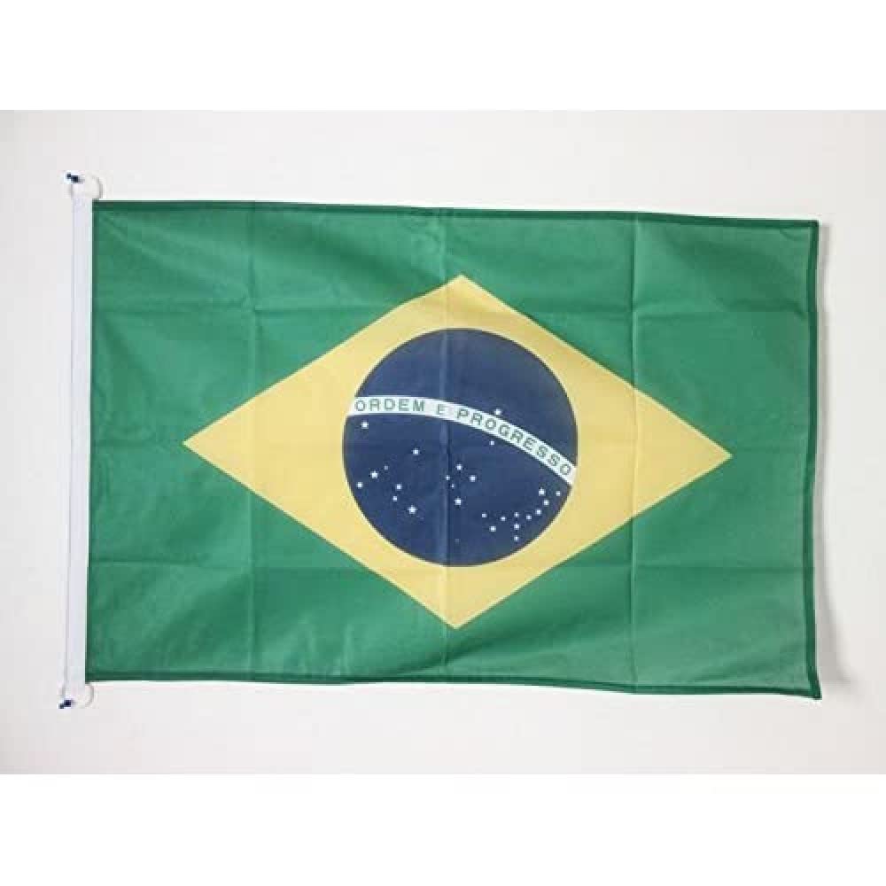 AZ FLAG, Brazil Flag, 3x5 Ft, External Use, Brazilian Banner Knitted Polyester with Two Plastic Rings, Fade Resistant