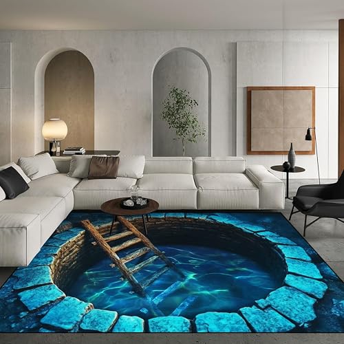 Tapete decorativo ilusión óptica 3D 6x9ft azul oscuro