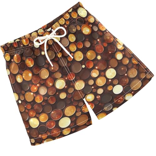 Pigsaly Boys Swim Trunks Chocolate Brown Caramel Gradient Flashing Glitter Boys Board Shorts Swimsuit Swimwear 3T - Main Image