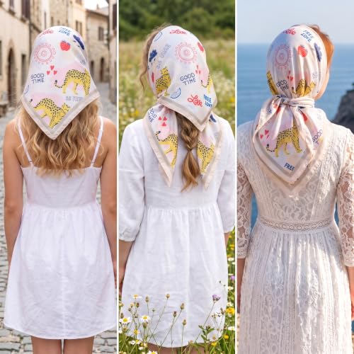 Image of Ravaiyaa - Attitude is everything Women Printed Silk Bandana 21 x 21 Inch Square Headband & Hair Wrap, Soft & Versatile | Fashion Neck Wrap