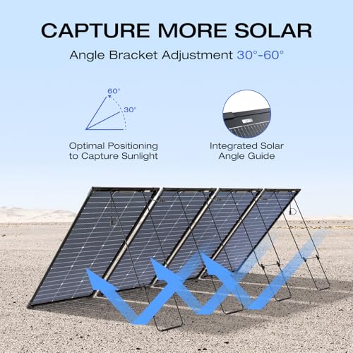 Image of EF ECOFLOW 4PCS 125W Solar Panels, 500W Bifacial Rigid Modular Solar Panel Up to 25% Efficiency with IP68 Waterproof Rate, Adjustable Support and Solar Angle Guide for Camping, RVs & Home