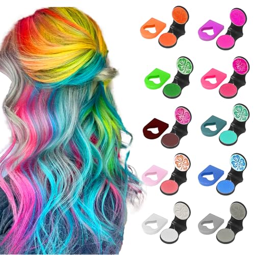 10 Lavables Craie pour Cheveux, Craie pour cheveux set, Teinture Temporaire pour Cheveux, Coloration Temporaire Dye Couleur Lavables, pour Anniversaire Halloween, pour Accessoire cheveux