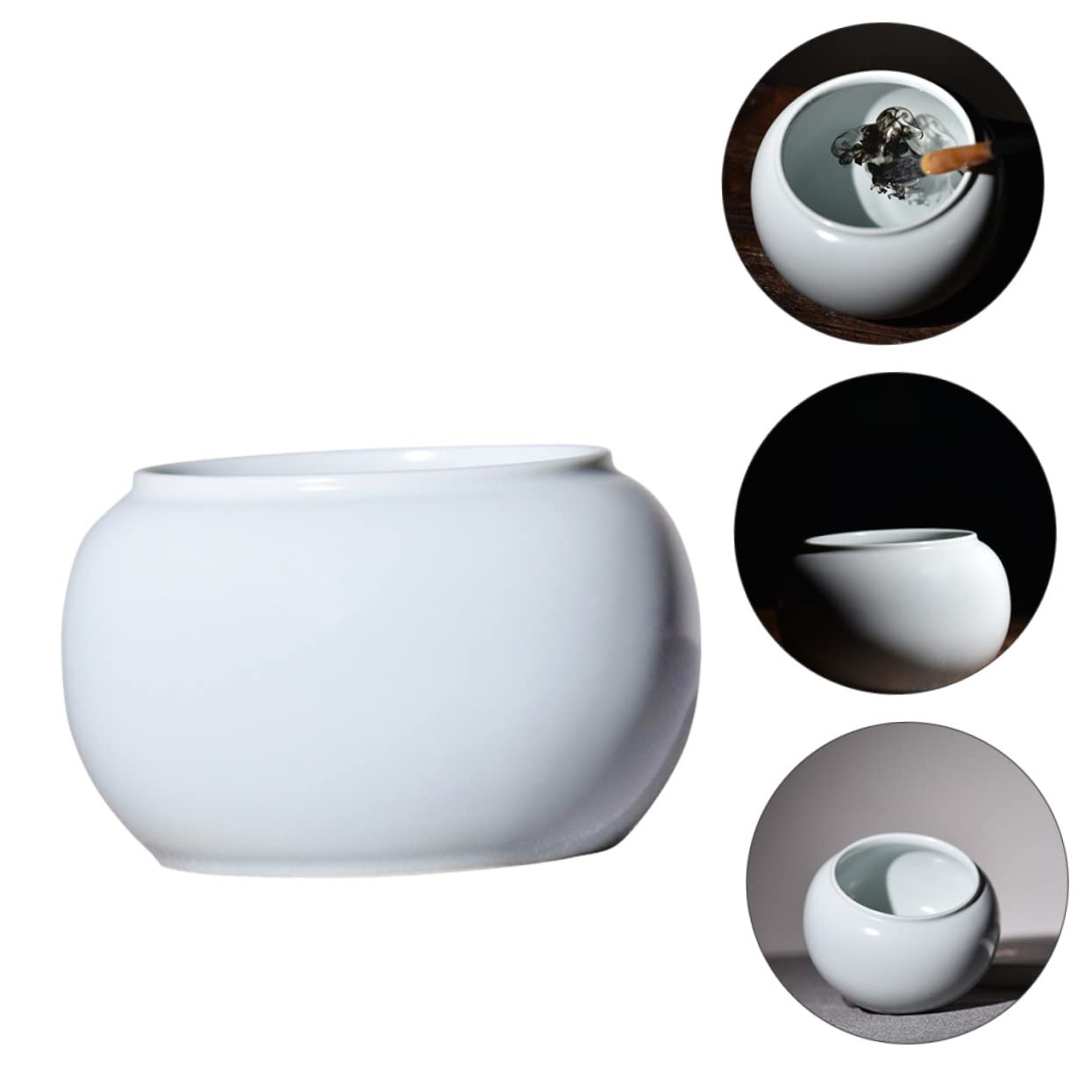 Pot à Eau Céramique Blanc pour Lave-pinceaux Léger et Portable, pour Cérémonie du Thé et Calligraphie, Design Simple et Élégant