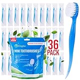 Bulk Toothbrushes - Prepasted Mini Disposable Toothbrush Set (36 Pack - Medium, Individually Wrapped for Travel)