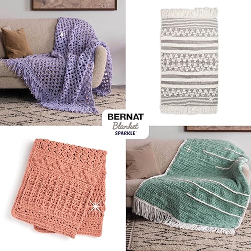 Image of Bernat Blanket Sparkle Lavender Yarn - 2 Pack of 10.5oz /300g - Polyester - #6 Super Bulky - 220 Yards - Knitting & Crochet