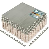 Sorbus 96 Sq. Ft. Wood Grain Floor Tiles Foam Mat EVA Interlocking Mats Tile 3/8-Inch Thick Flooring Wood Puzzle Exercise Mats w/Borders - Home Playroom Basement, Apartment, Trade Show, Baby, Dance