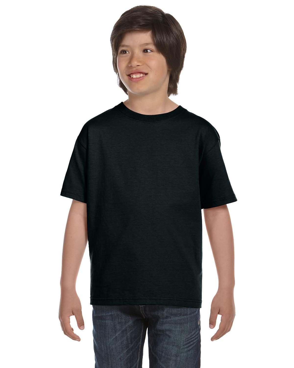 Hanes Big Boys' Comfortsoft T-Shirt (Pack of 6), Black, Medium