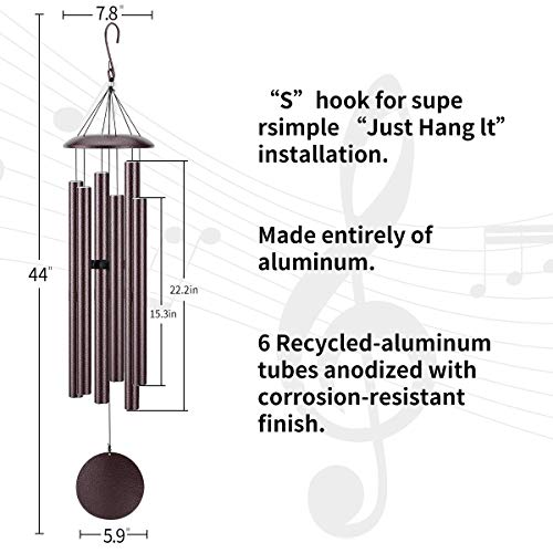 Agirlgle Large Wind Chimes Outdoor 44 inch- Tuned Large Garden Outdoor Windchimes for Patio and Terrace - Best Metal Musical Windchime Outdoor and Home Decoration - Thumbnail 4