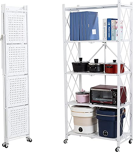 SEVEN COMFORT Klappregal 2er Set - Faltbares 5-Etagen Regal Mit Rädern 100kg Tragkraft