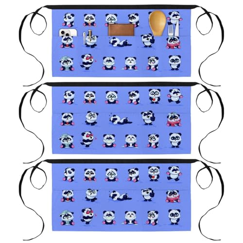 Demi-tablier de cuisine à poches style panda pour vos ateliers pâtisserie en famille