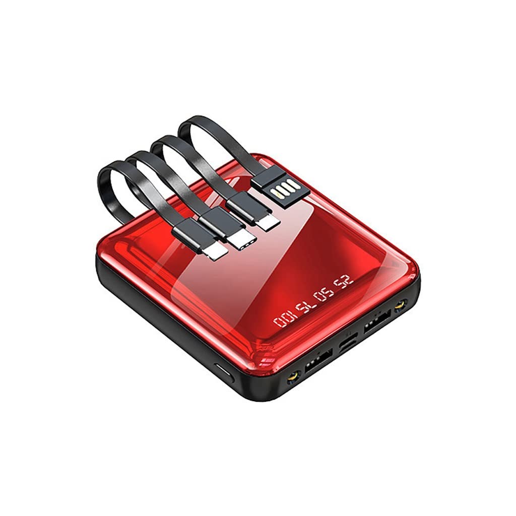 JJJ Mini szybkie ładowanie jest dostarczane z Line Sharing Power Bank 20 000 mAh światło i przenośny powerbank o dużej pojemności (kolor: czerwony, rozmiar: 10 000 mAh)